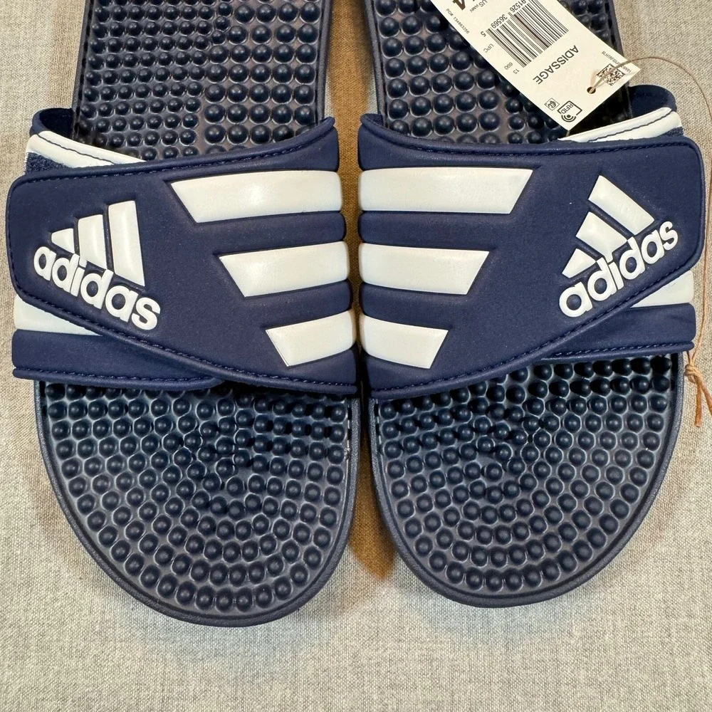 Adidas Adissage Sandals Men's Size 13 Womens‎ 14 Slides Massage Blue Pool Shower